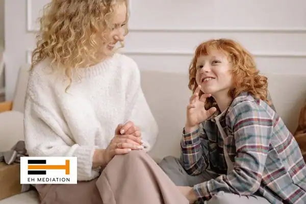 Happy mother and child after sorting child arrangements mediation Preston