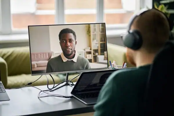 Man attending online mediation Preston MIAMS session